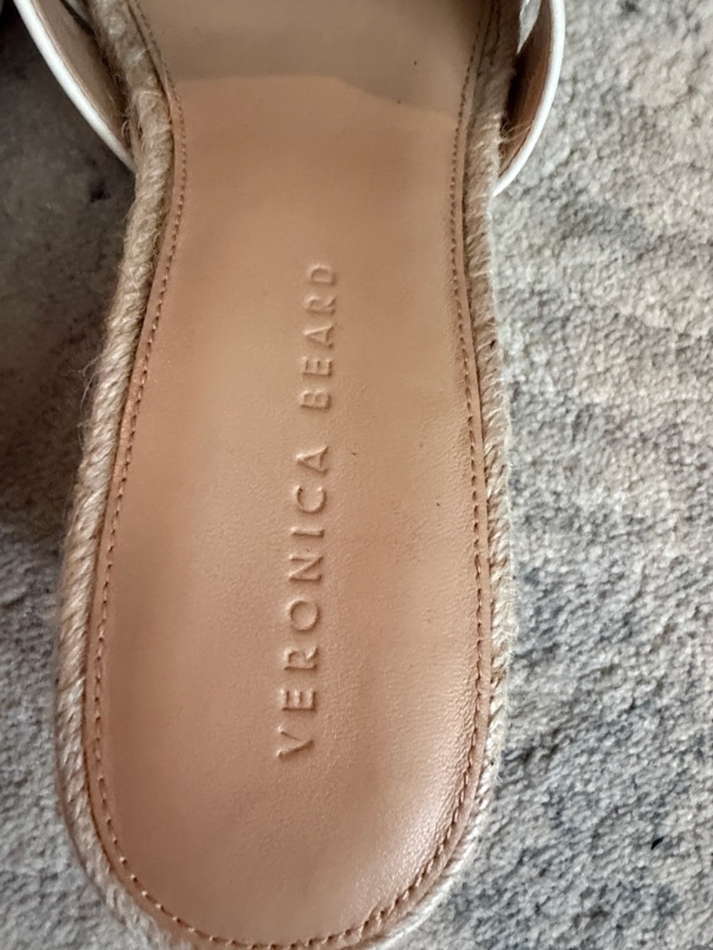 Veronica Beard Cream Leather Slip-On Mules with Tan Ring Detail - Picture 9 of 14